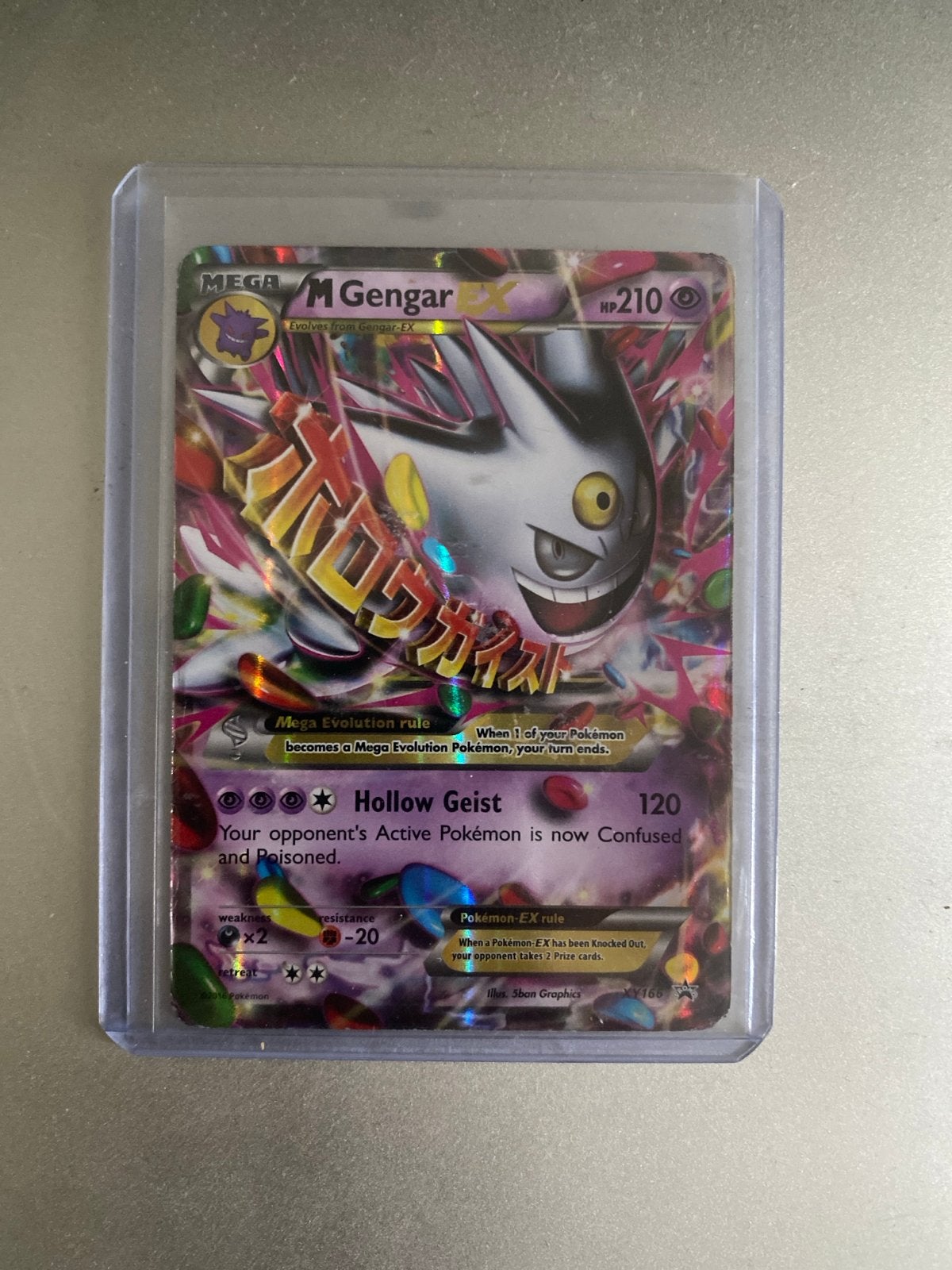 Pokémon M Gengar EX Holo Rare Kaart, Ophalen of Verzenden, Gebruikt, Losse kaart, Foil