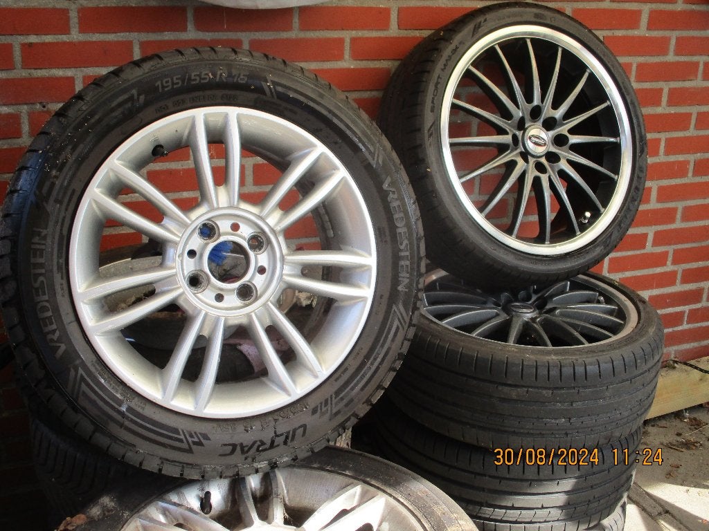 LM velgen + banden Fiat 500; 15" (Lancia) en 17" (Dynamics), Ophalen, Gebruikt, Banden en Velgen, 17 inch