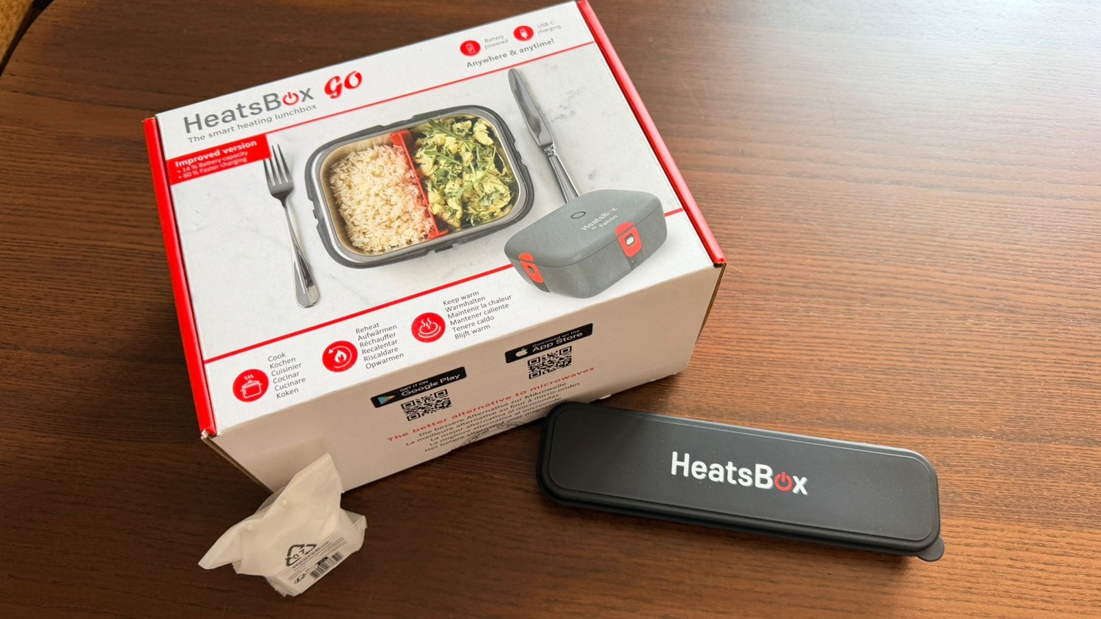 HeatsBox Go nieuw in doos. Met besteksetje en adapter, Nieuw, Ophalen of Verzenden, Broodtrommel, Grijs