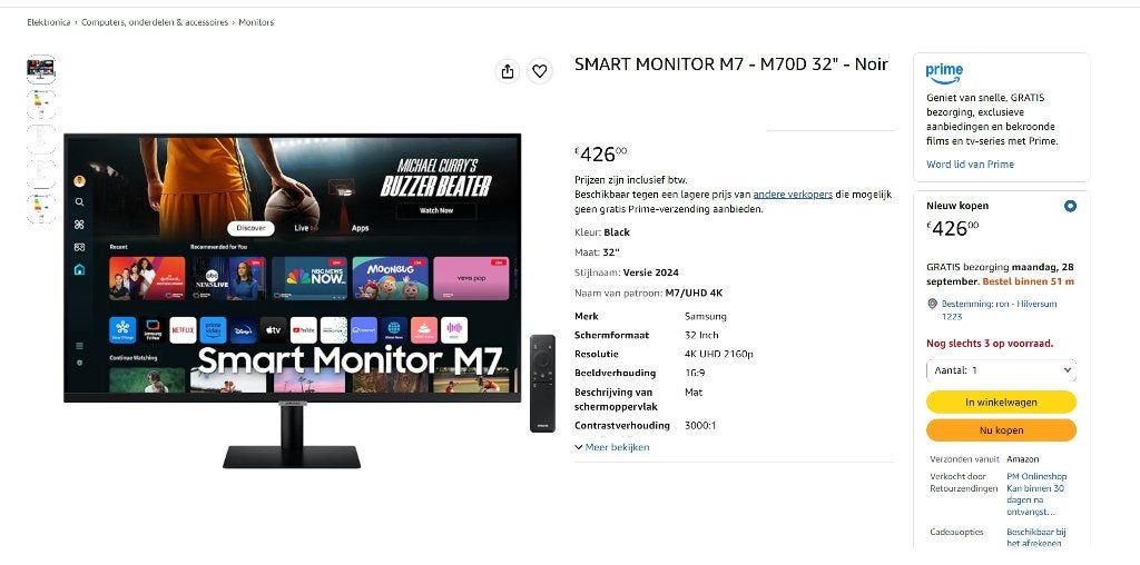 samsung smart monitor, Computers en Software, Ophalen, IPS, HDMI, Samsung