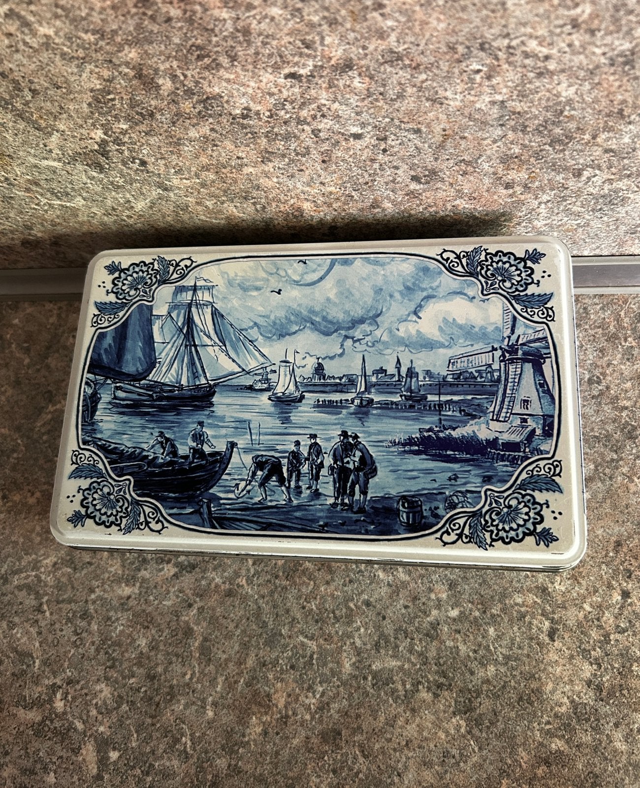 Vintage Delfts blauw koek blik, Ophalen of Verzenden, Zo goed als nieuw, Koek(jes), Overige merken