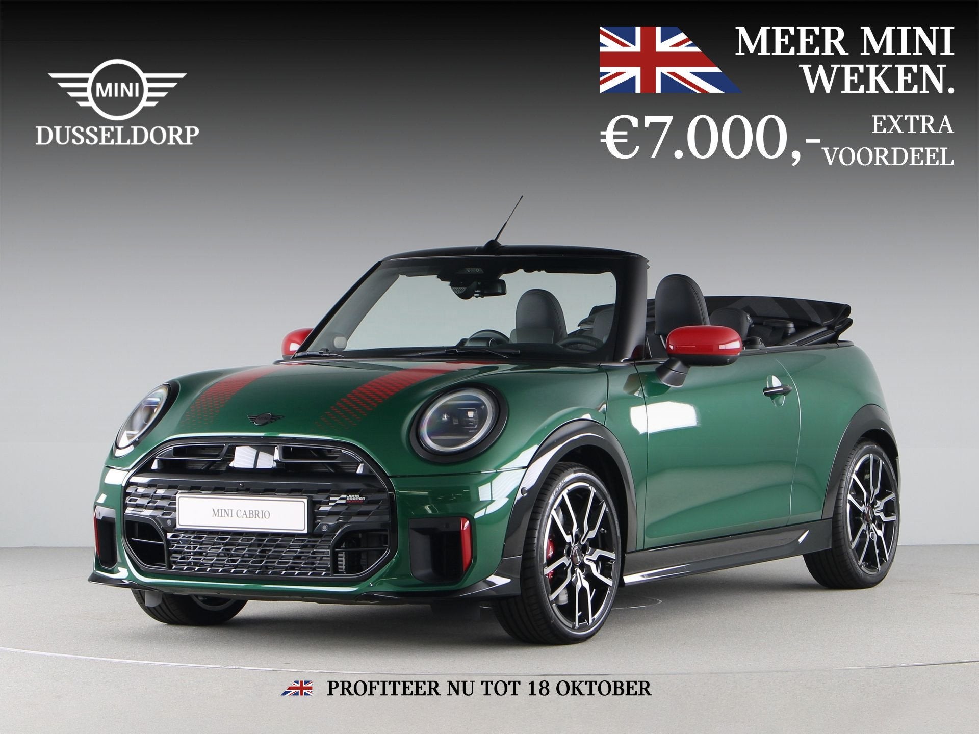 MINI Cabrio John Cooper Works Pakket XL PRIVATE LEASE EUR 91, Auto's, 1998 cc, Zwart, 4 cilinders, Cabriolet