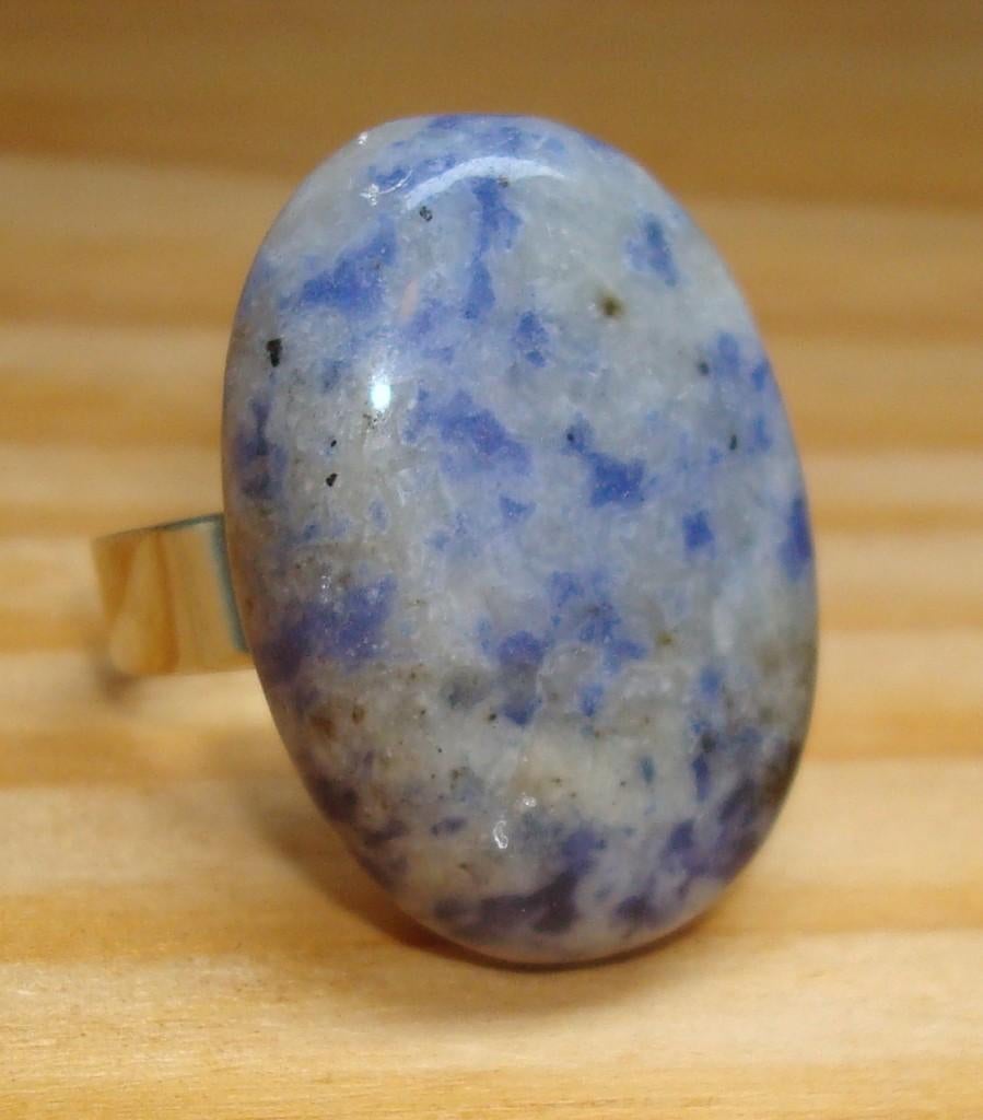 Verstelbare RVS ring met Blue Spot jaspis, Info.adorabeads@gmail.com, Want 18 Hoogvliet, Adorabeads, Nieuw