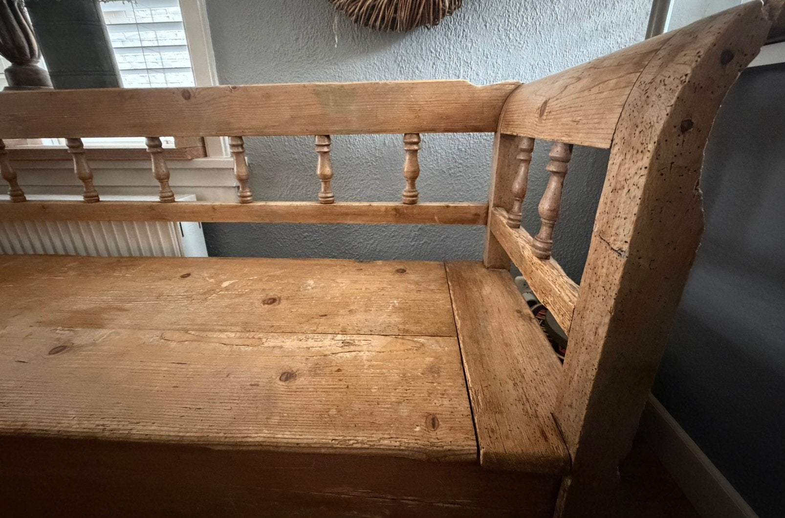 Antiek grenen klepbank 350cm, Ophalen, Gebruikt, Overige maten, Minder dan 75 cm