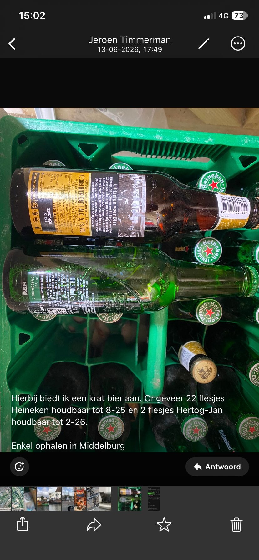 Krat bier: 22x Heineken, 2x Hertog-Jan (Middelburg), Ophalen, Overige typen