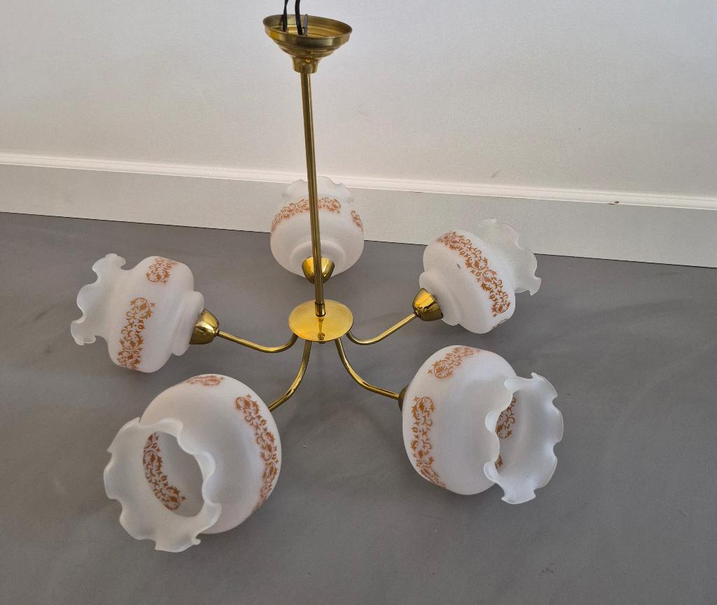 Mooie art deco kroonluchter, Huis en Inrichting, Lampen | Kroonluchters, Ophalen, Gebruikt, Glas, Art deco