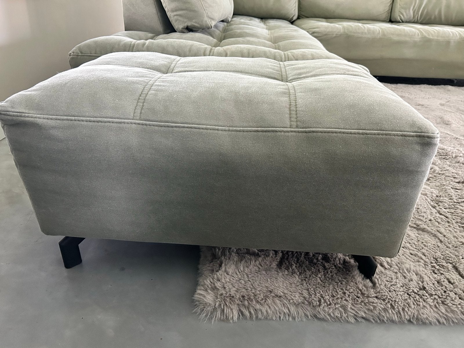 Olijfgroene hocker Loods 5 Linde serie, Ophalen, Gebruikt, Rechthoekig, Stof