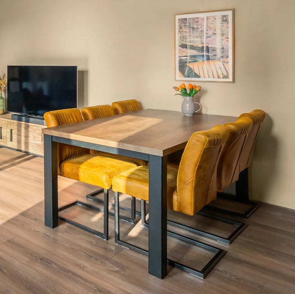 Eettafel houtlook Loods 5 - 190x90 cm, Ophalen, Kunststof, Houtlook, stoer, 50 tot 100 cm