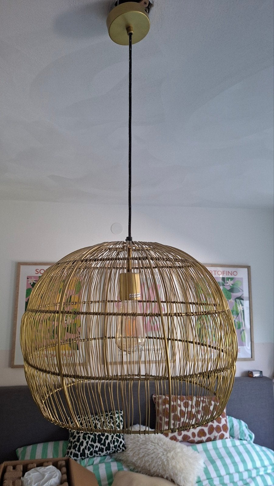 Urban Interiors Hanglamp Frenk Ø 42 cm ijzerdraad Goud, Ophalen, Modern, Industrieel, E27 (groot), Zo goed als nieuw