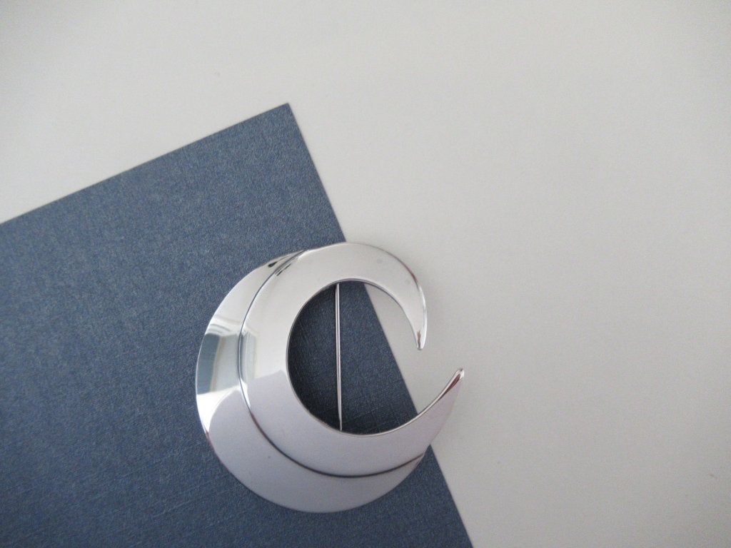 Broche maanmodel Crescent 1964. Sarah Coventry, Verzenden, Zo goed als nieuw, Zilver, Overige materialen