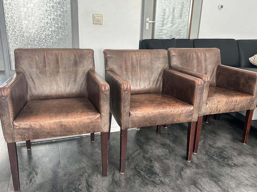 6 Soho leren eetkamerstoelen – goede staat, Ophalen, Gebruikt, Zwart, Soho