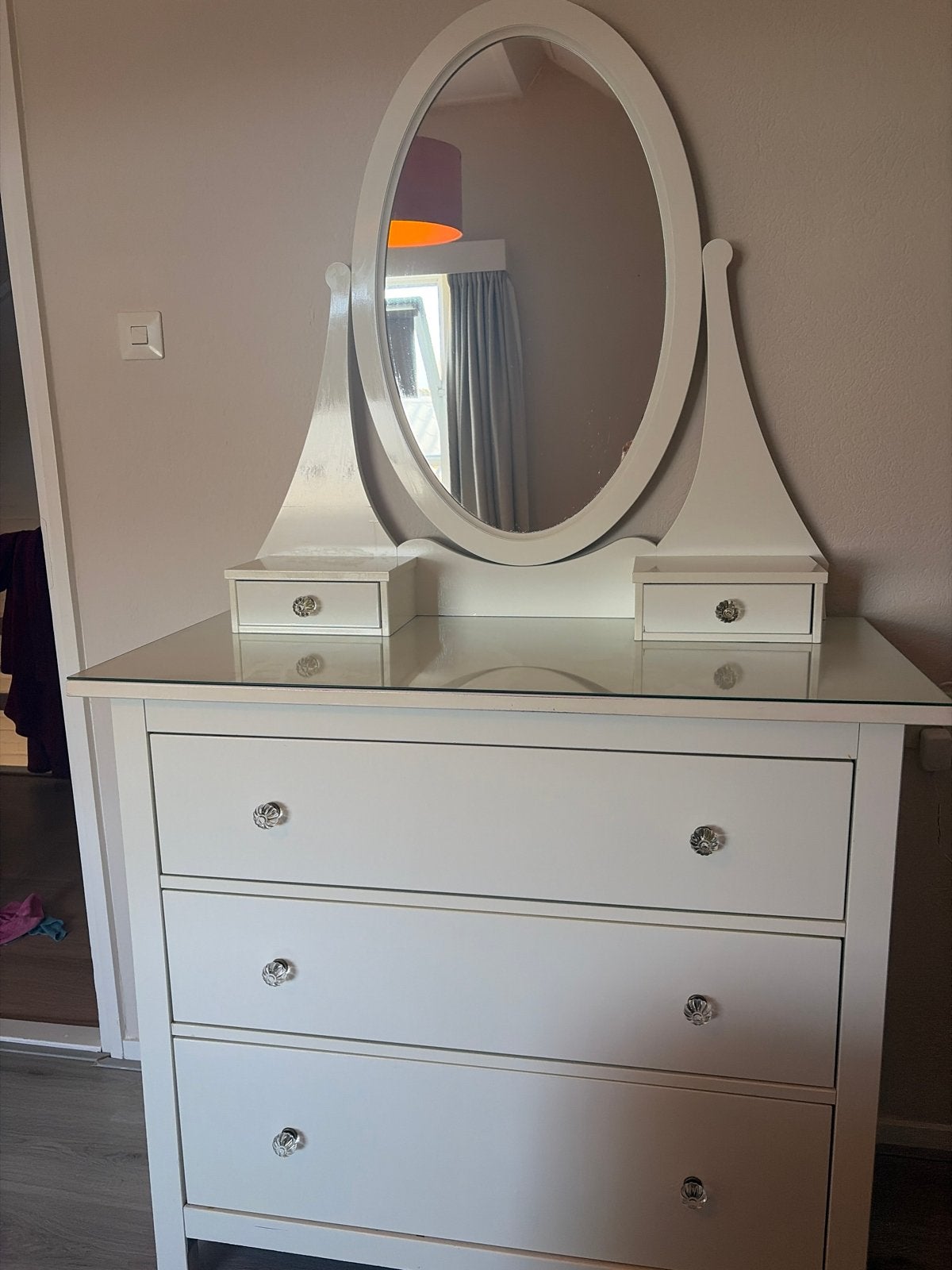 IKEA Kaptafel Wit met Spiegel en Lades, Huis en Inrichting, Ophalen, Gebruikt, Hout