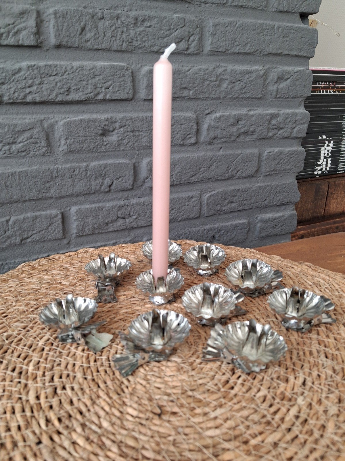 10 vintage metalen kerstboom kaarsjes knijper houders, Ophalen of Verzenden