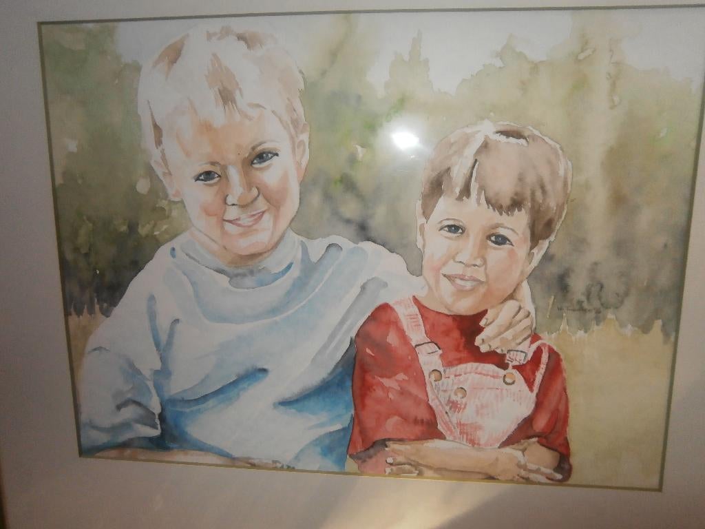 PastelAquarel tek.  van Broer en ZUS ???Info gevraagd, Antiek en Kunst, Ophalen of Verzenden