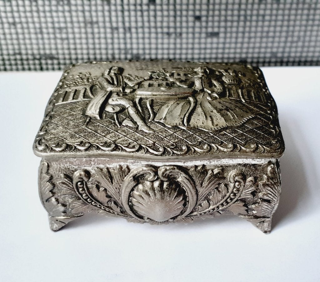 vintage metalen juwelendoos japan, Antiek en Kunst, Curiosa en Brocante, Verzenden