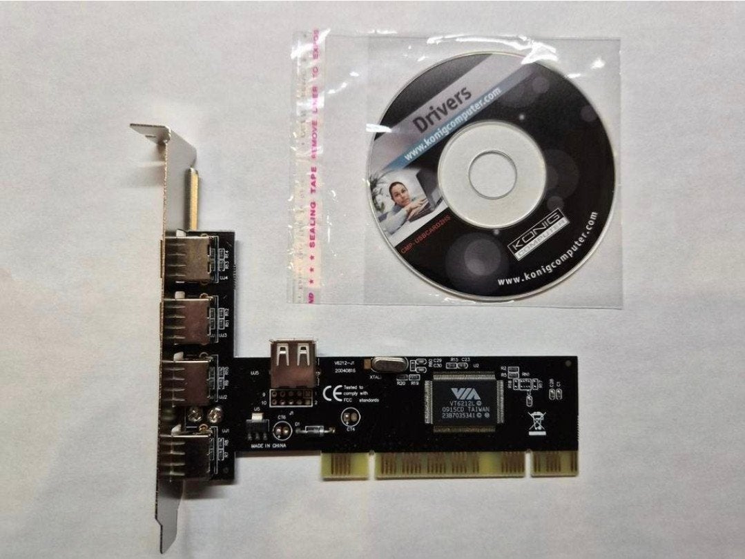 König USB 2.0 PCI Kaart - 4 Extern + 1 Intern Poort, Ophalen of Verzenden, Konig
