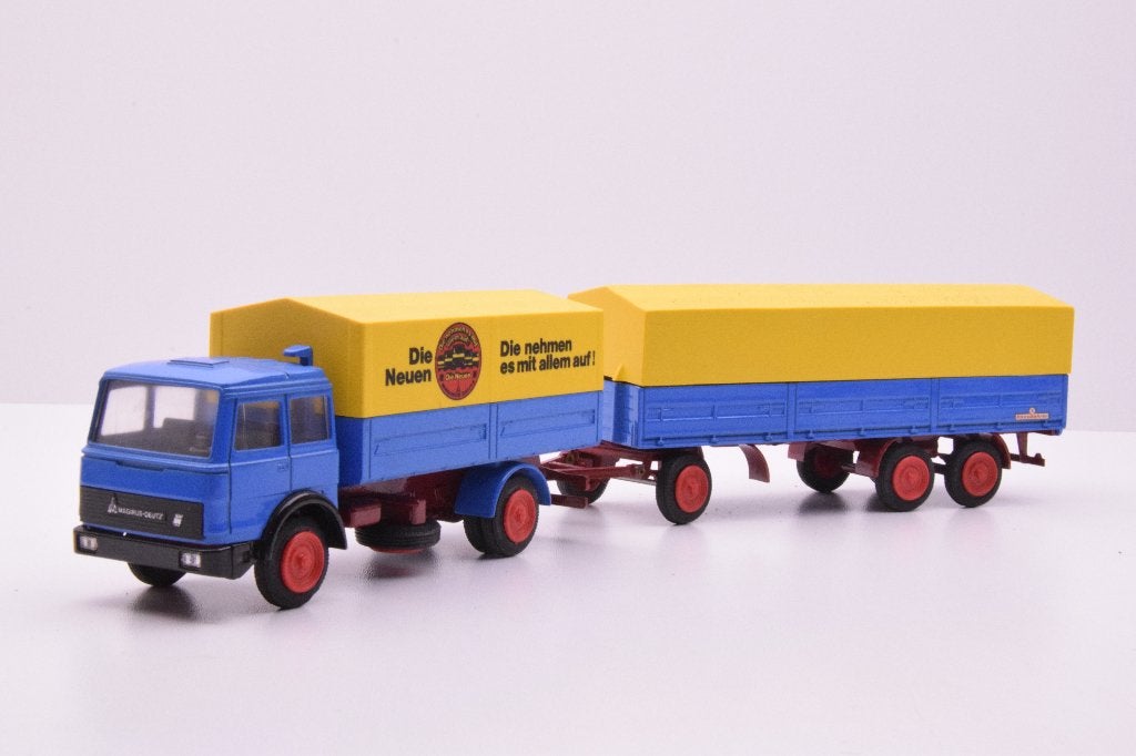 Magirus Iveco truck en aanhanger  ' NZG '', Ophalen of Verzenden, Zo goed als nieuw, Bus of Vrachtwagen, NZG