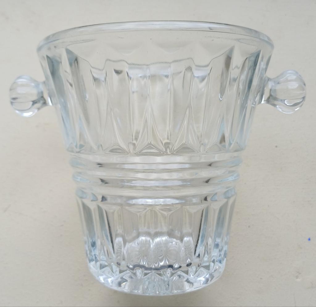 Elegant klein vintage  ijsemmertje van glas., Ophalen of Verzenden
