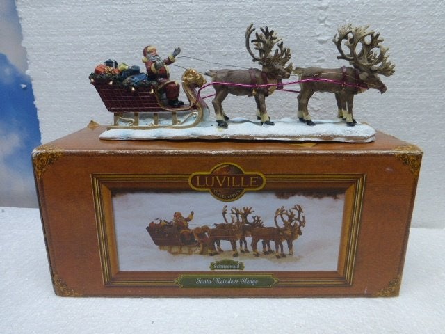 luville Santa Reindeer Sledge kerstdorp accessoire kerst, Ophalen of Verzenden, Nieuw