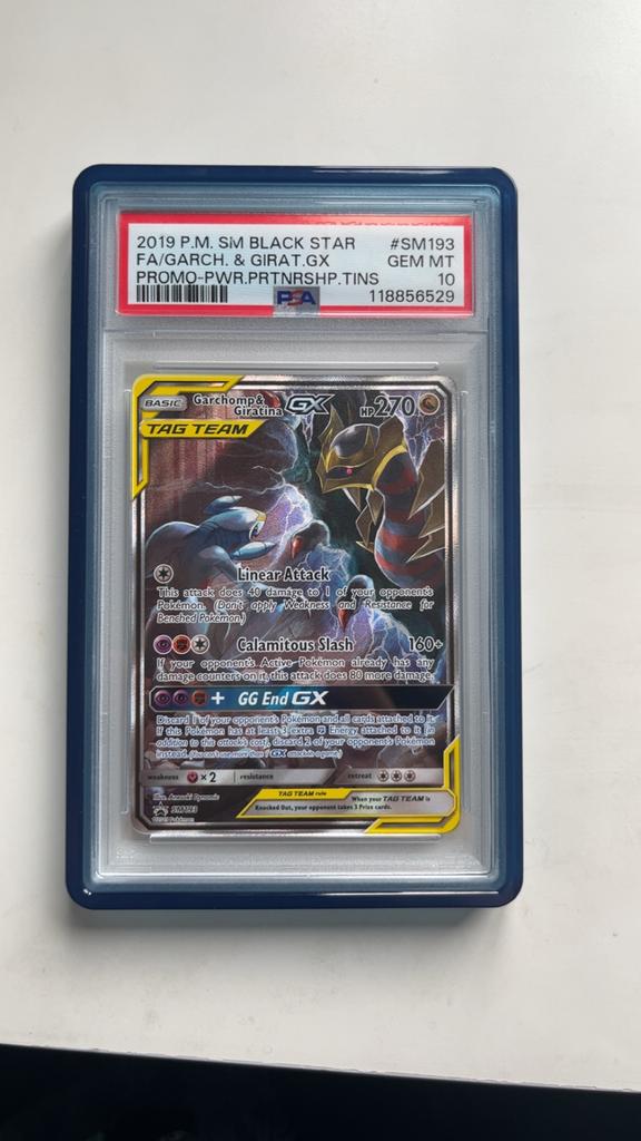 PSA 10 Garchomp & Giratina GX SM193 Promo Pokémon Kaart, Ophalen of Verzenden, Nieuw, Losse kaart