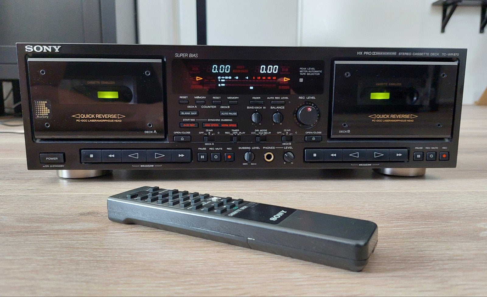 Sony TC-WR870 Stereo Cassettedeck met afstandsbediening, Ophalen of Verzenden, Dubbel, Sony, Tiptoetsen