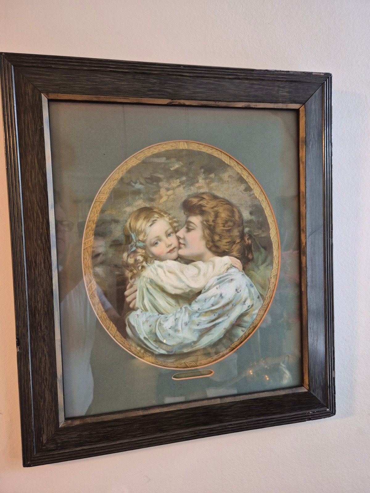Vintage 'Best Beloved' - Moeder en Kind (62x54cm), Antiek en Kunst, Curiosa en Brocante, Ophalen