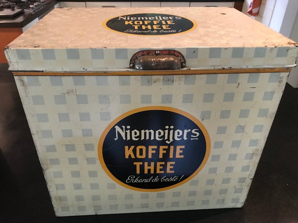 Oud Niemeijers koffie en thee blik, Verzamelen, Blikken, Ophalen, Gebruikt, Koffie, Overige merken