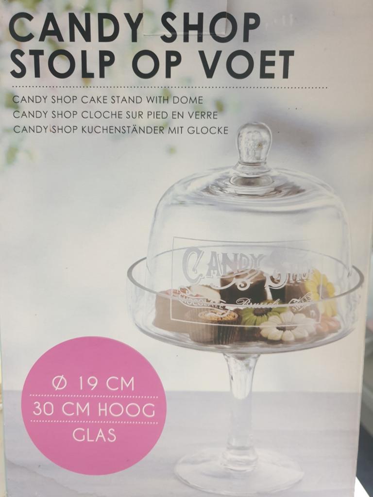 Candy Shop Stolp op Voet - Cake Stand met Glazen Koepel, Huis en Inrichting, Ophalen of Verzenden, Nieuw