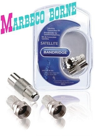 F-Connector, Antenne Connector Kit Zilver, 3-delige set, Telecommunicatie, Antennes en Masten, Ophalen, Bandridge, Nieuw, Marbeco