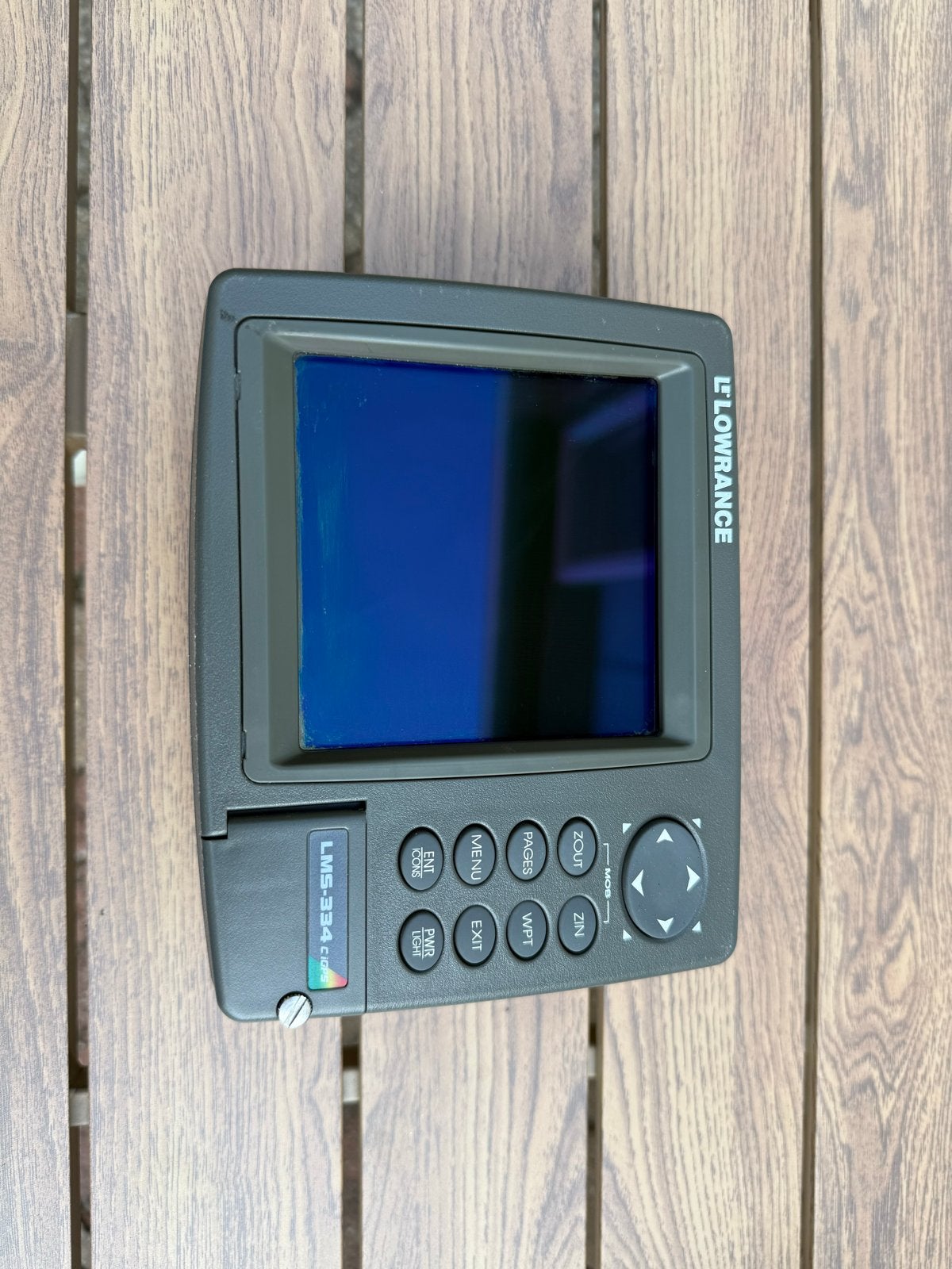 Lowrance LMS-334C Fishfinder/Kaartplotter, Ophalen of Verzenden, Gebruikt, Kaartplotter of Fish Finder