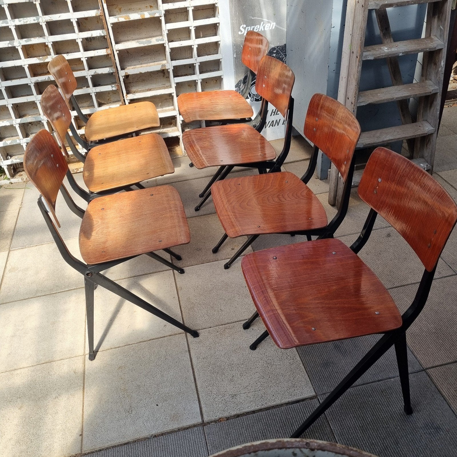 prachtige Marko Ynske Kooistra stoelen iconisch model S201, Ophalen, Gebruikt, Bruin, Vijf, Zes of meer stoelen