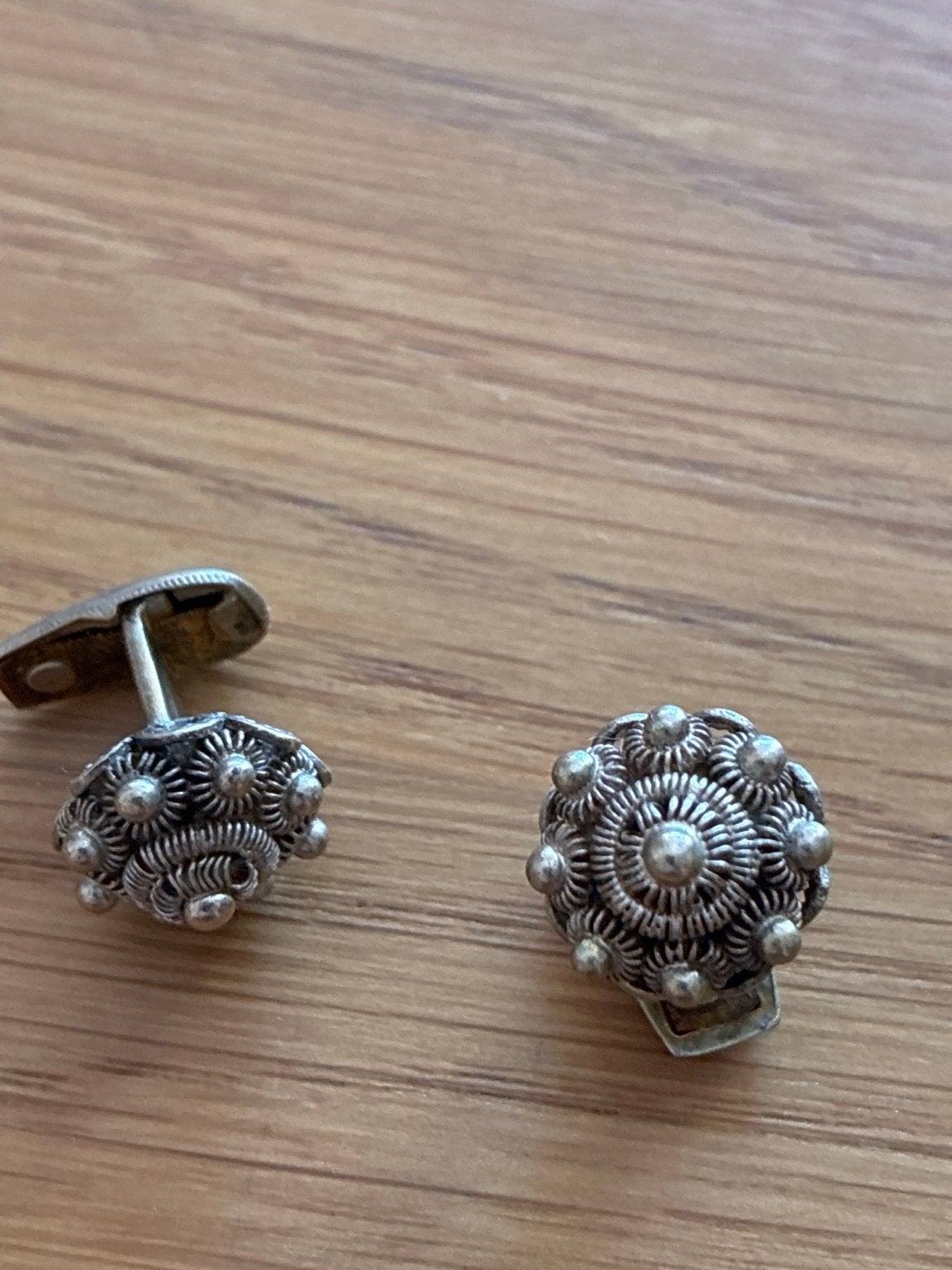 Antieke zilveren filigraan manchetknopen, Sieraden, Tassen en Uiterlijk, Manchetknopen, Verzenden, Gebruikt, Zilver