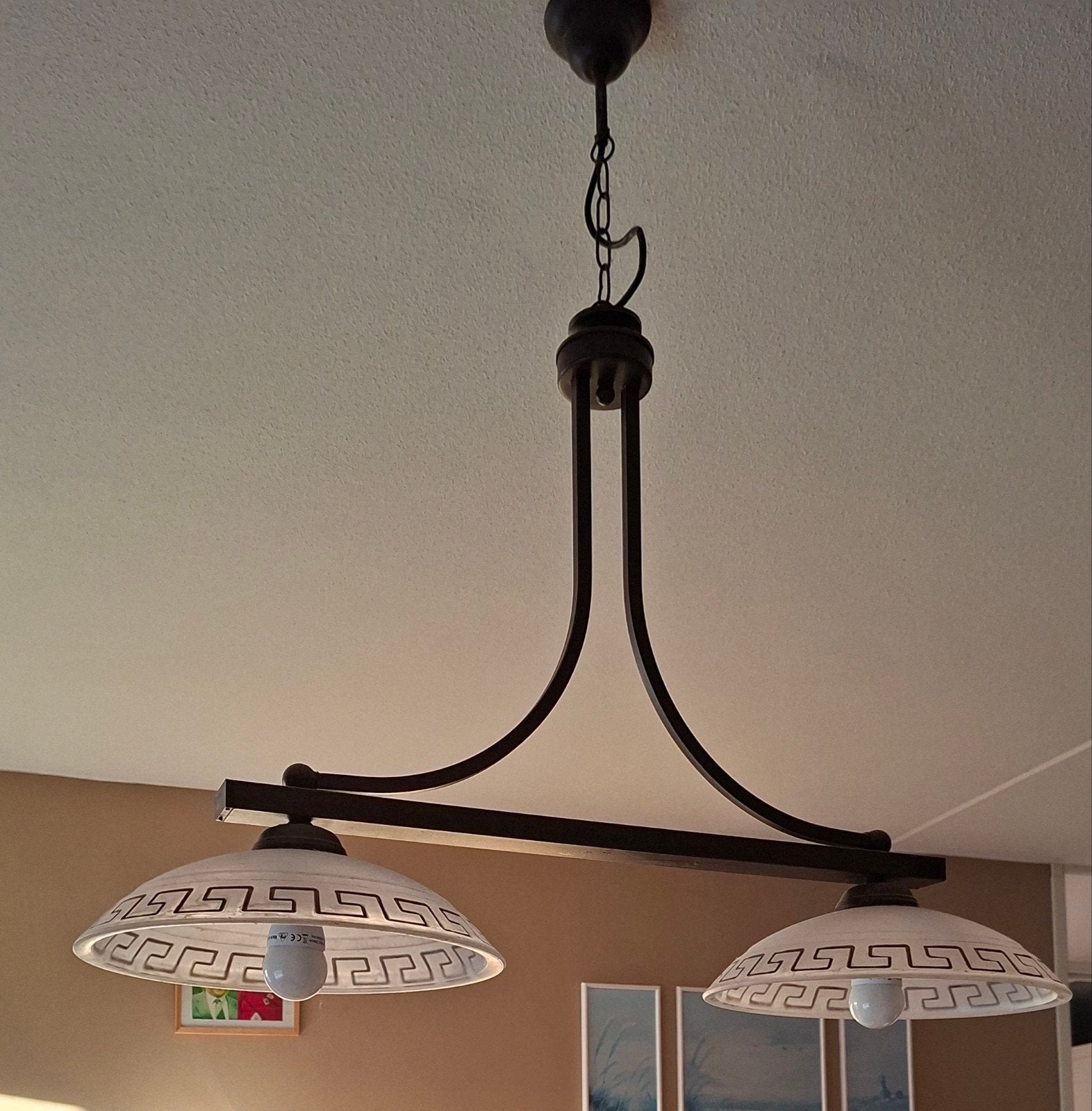 Hanglamp met Griekse motieven, Huis en Inrichting, Ophalen, Gebruikt, Glas, Klassiek, Grieks