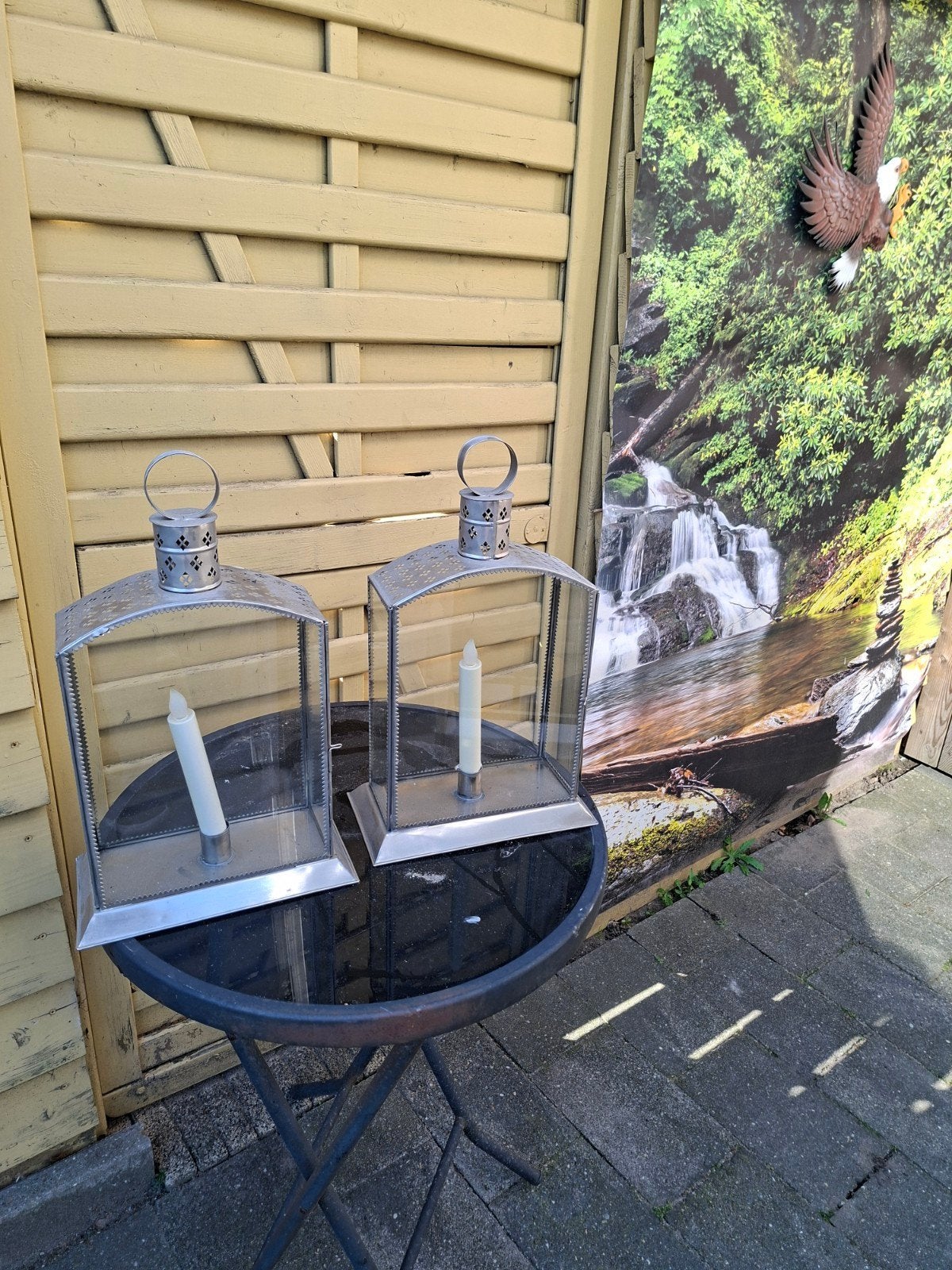 Windlichten van metaal en glas - Set van 2, Ophalen of Verzenden
