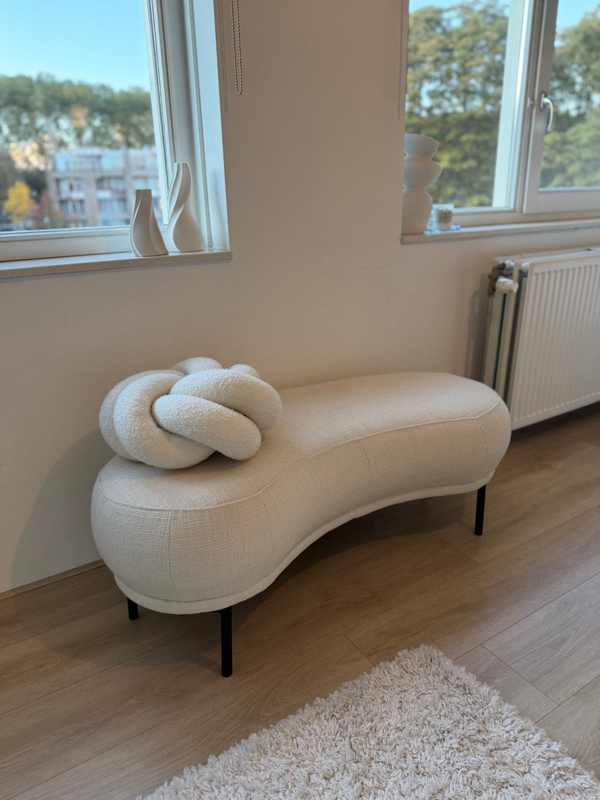 Crème bankje Karwei, Ophalen, Minder dan 75 cm, Tweepersoons, Zo goed als nieuw