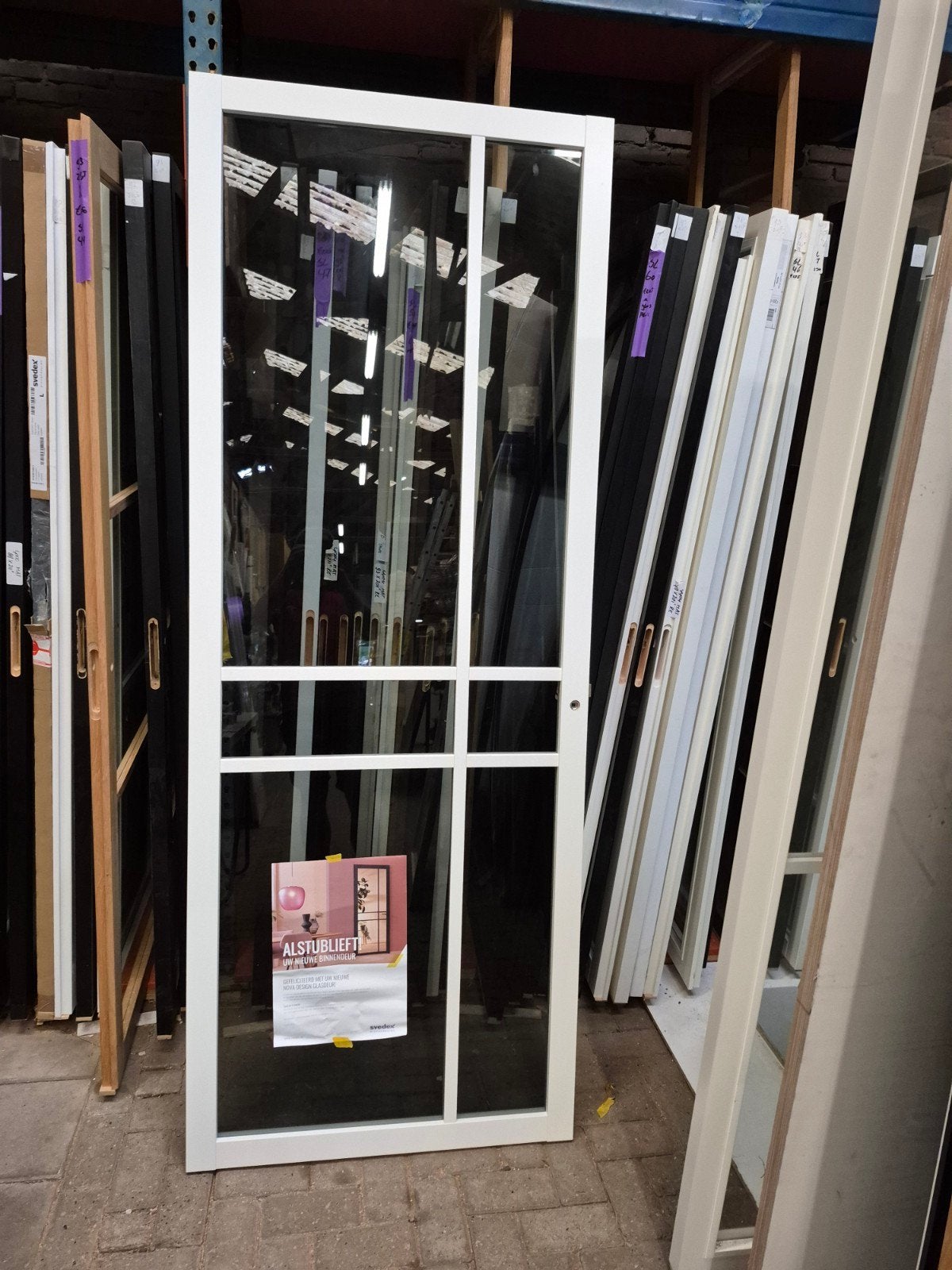 88x231,5cm binnendeur stomp alpine wit met rookglas SK38