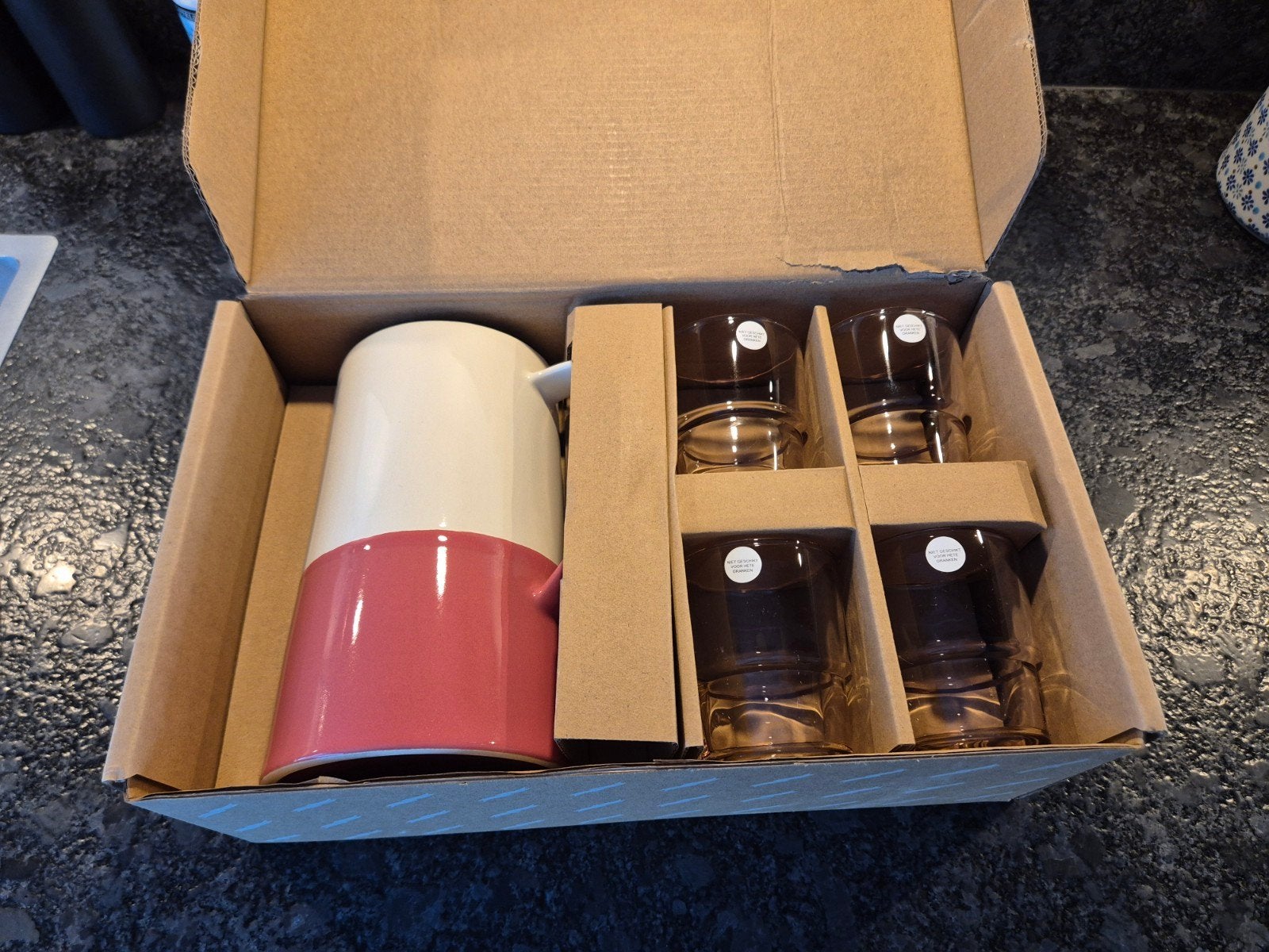 Postcodeloterij kan met 4 glazen roze, Huis en Inrichting, Keuken | Servies, Ophalen, Glas of Glazen, Nieuw, Glas
