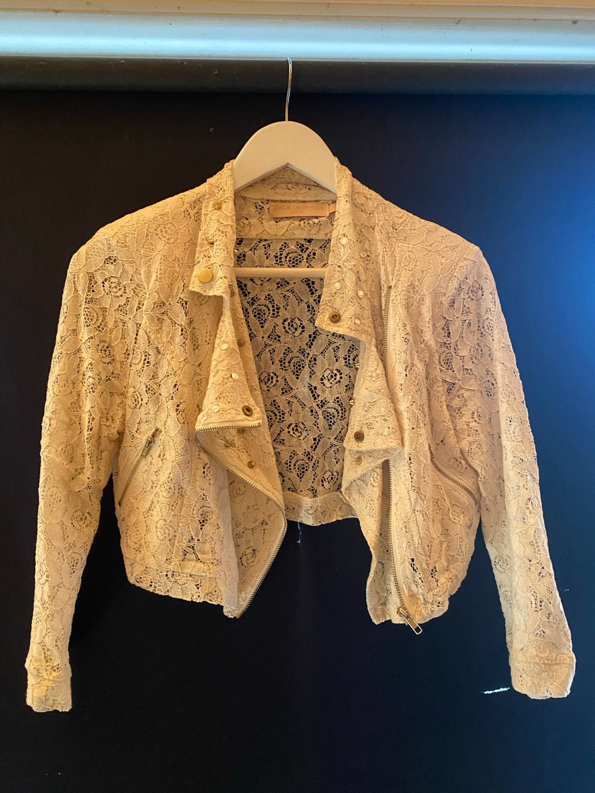 Drôle de Copine Kanten Bikerjack - Maat M, Ophalen, Zo goed als nieuw, Maat 38/40 (M), Beige