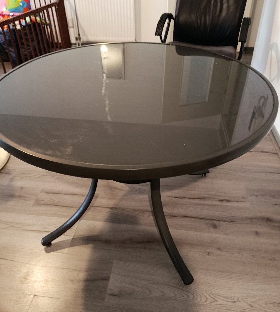 Ronde buitentafel / loungetafel, diameter 105 cm – gratis, Ophalen, Glas, Rond, Vier personen