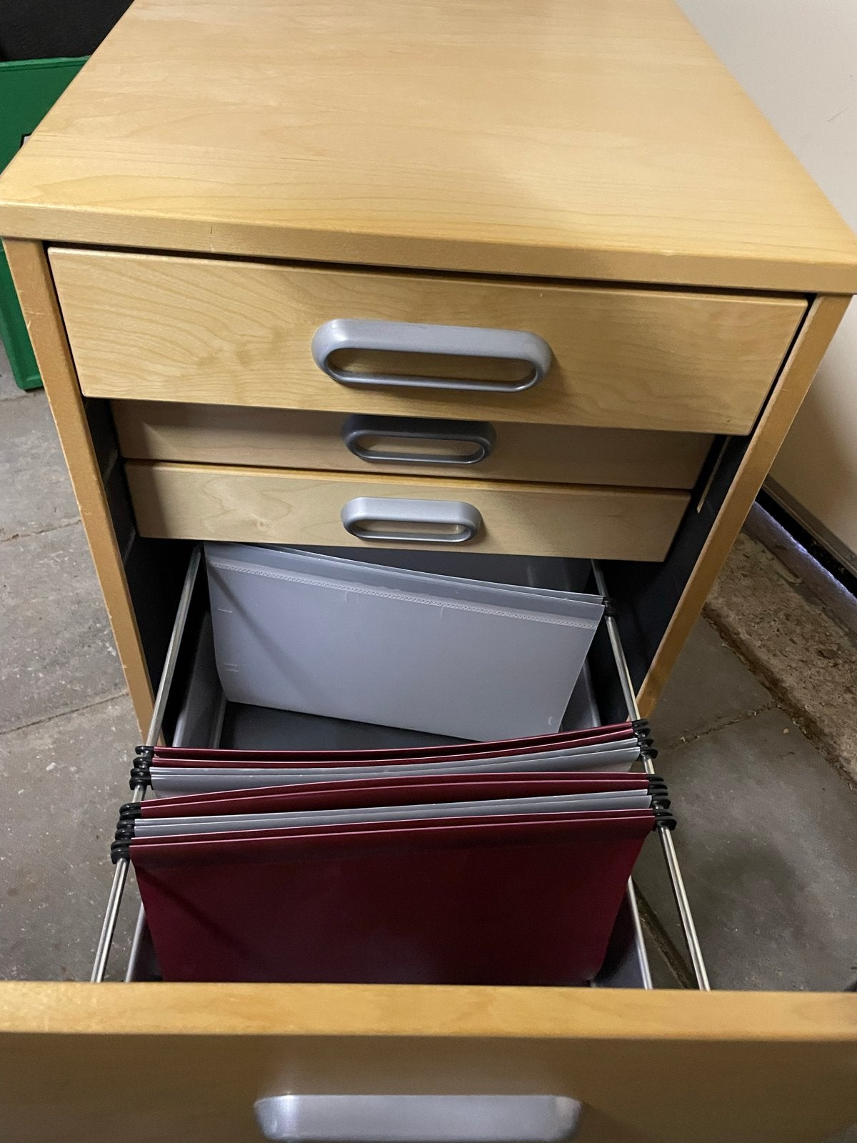Houten ladeblok met 3 laden op wieltjes, Ophalen, Minder dan 50 cm, Gebruikt, 3 of 4 laden