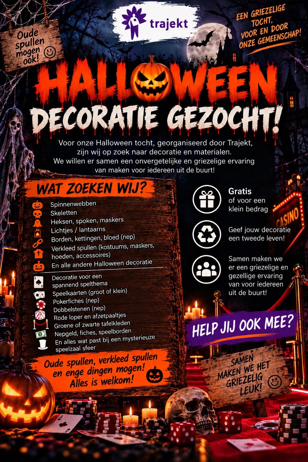 Gezocht halloween decoratie, Ophalen of Verzenden, Versiering, Halloween of Griezel