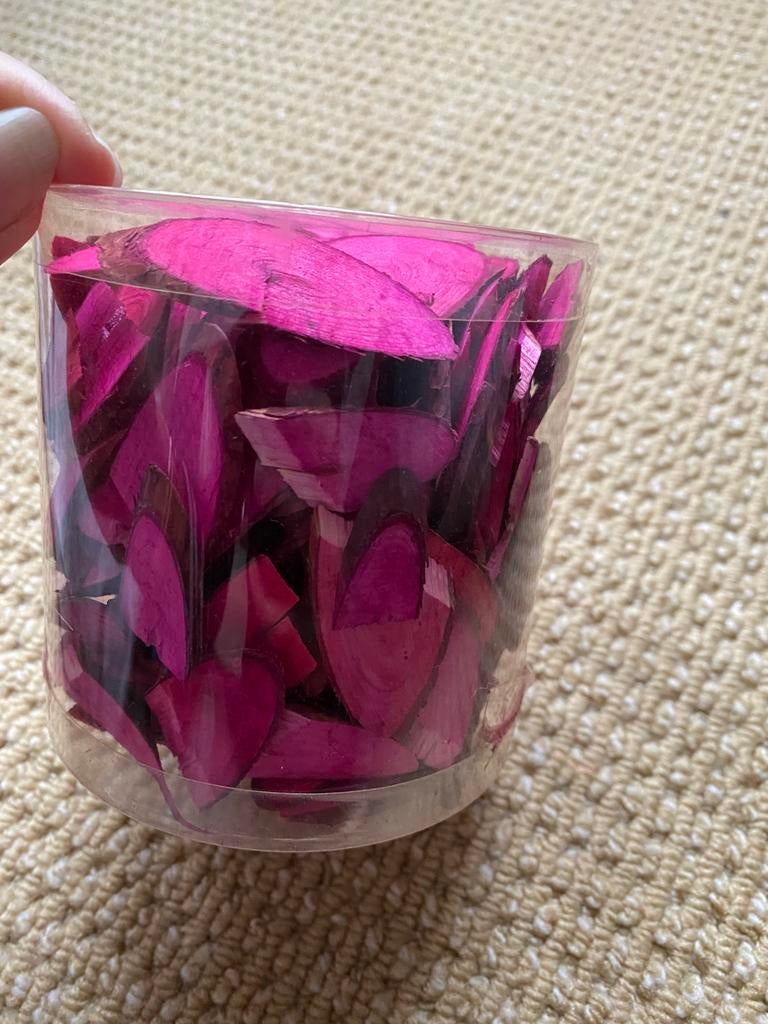 Decoratie fuchsia roze hout snippers deco, Ophalen of Verzenden