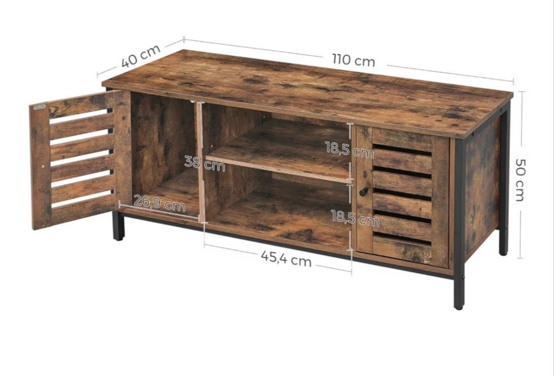 Vasagle, TV-standaard, bruin en zwart, industriële stijl, Ophalen of Verzenden, Zo goed als nieuw, 25 tot 50 cm, 100 tot 150 cm