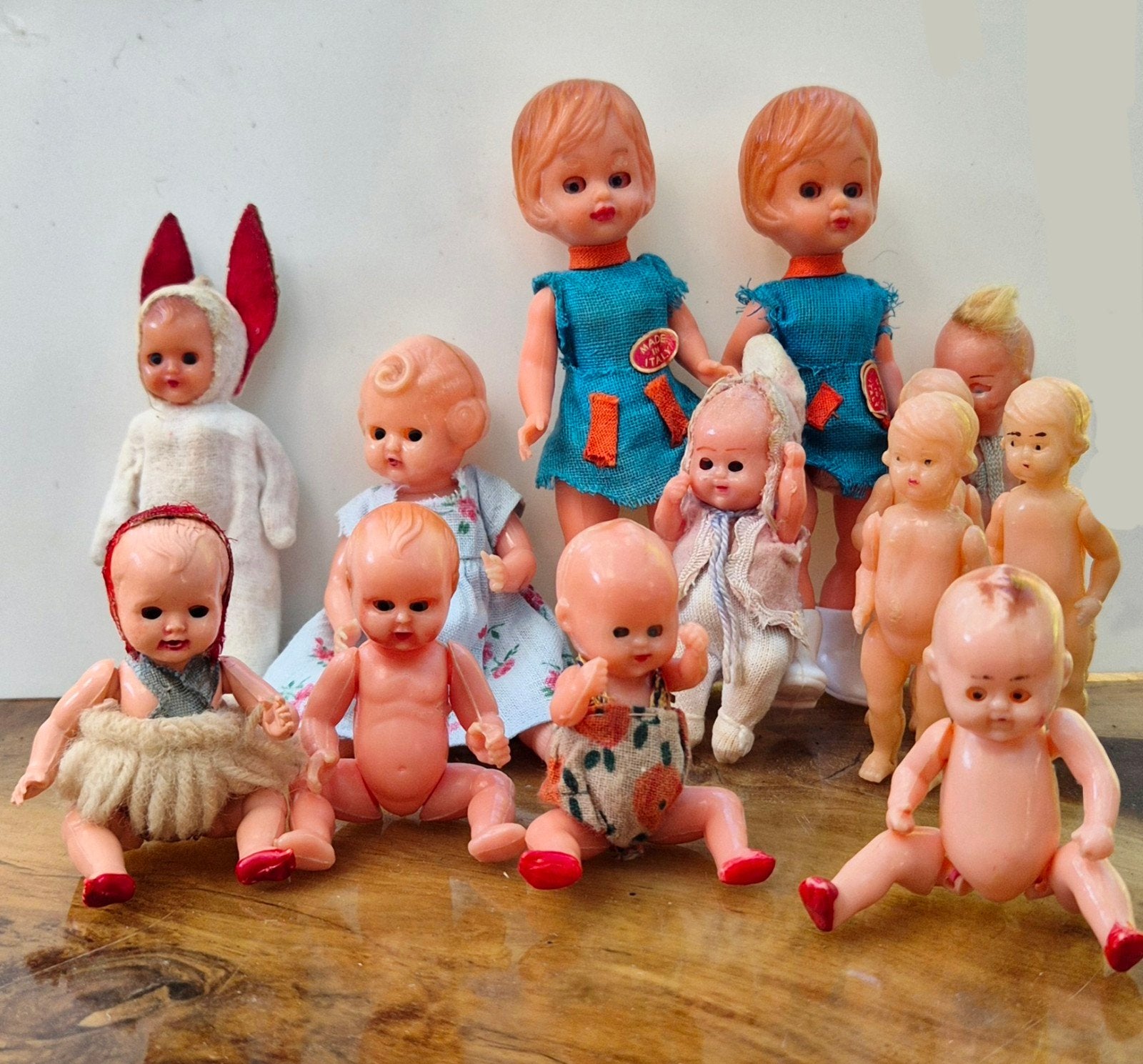 13 poppenhuis popjes vintage & antiek Italië 30s-60s Galba, Ophalen of Verzenden, Gebruikt, Popje