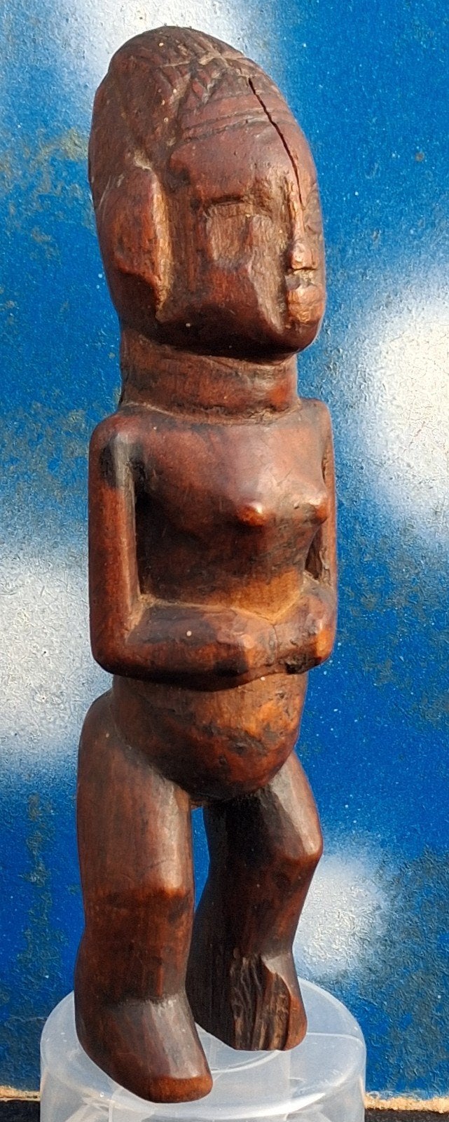 Afrikaanse fertility fetisj met rituele verminkingen.  18 cm, Bruin, Afrika, Handgemaakt, 18 cm
