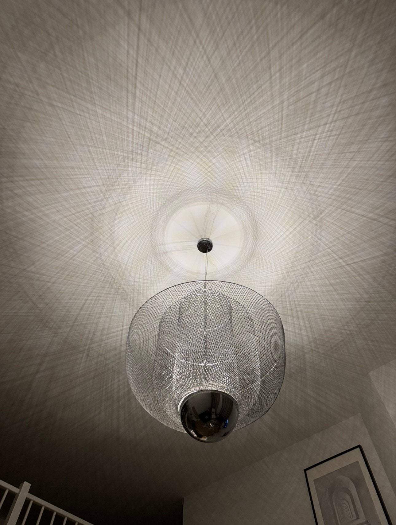 Grote design kroonluchter, stijl Moooi Meshmatics Ø 80 cm, Ophalen, Gebruikt, Metaal, 75 cm of meer