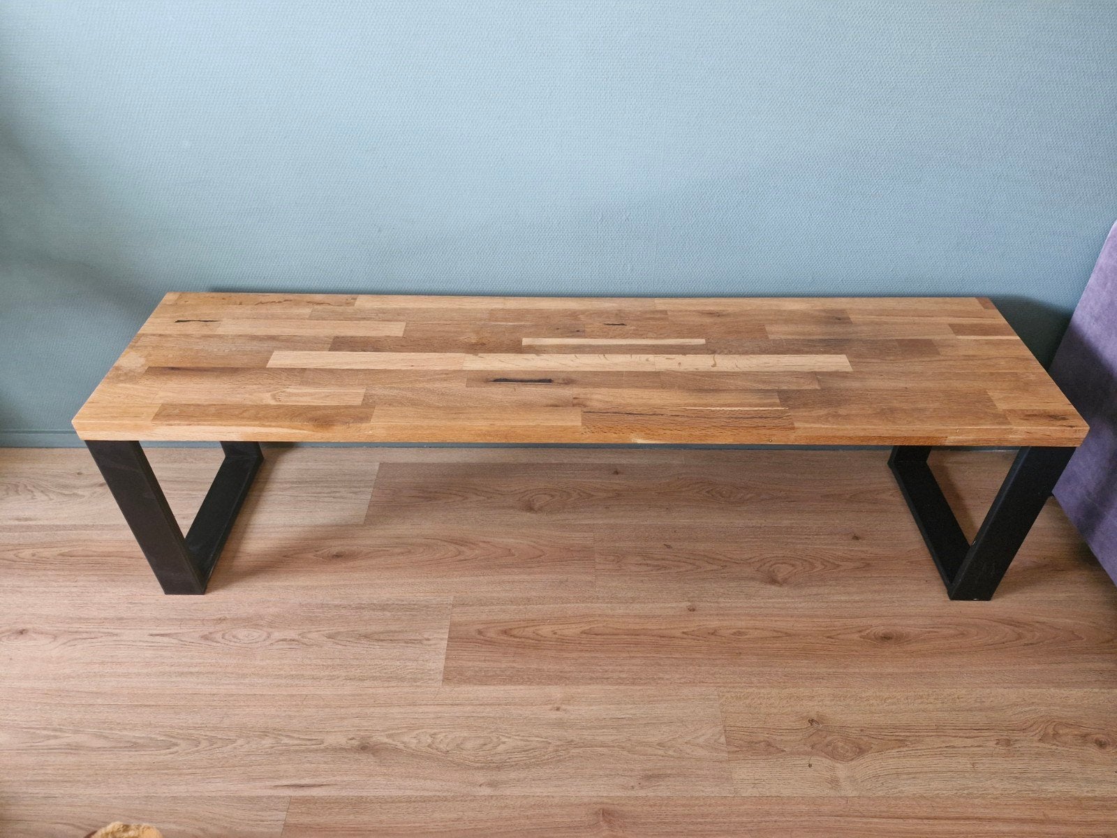 Eikenhouten bankje, Huis en Inrichting, Tafels | Salontafels, Ophalen, Minder dan 50 cm, Eikenhout, Zo goed als nieuw