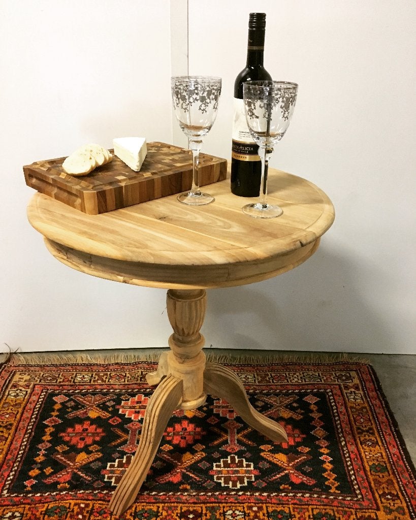 ronde bijzettafel / wijntafel teak - 60 cm - Gratis bezorgd, TTM Wonen, Meubels – (Perzische) Tapijten en Woonaccessoires, Taag 63, 2491 CS, Den Haag (Forepark)