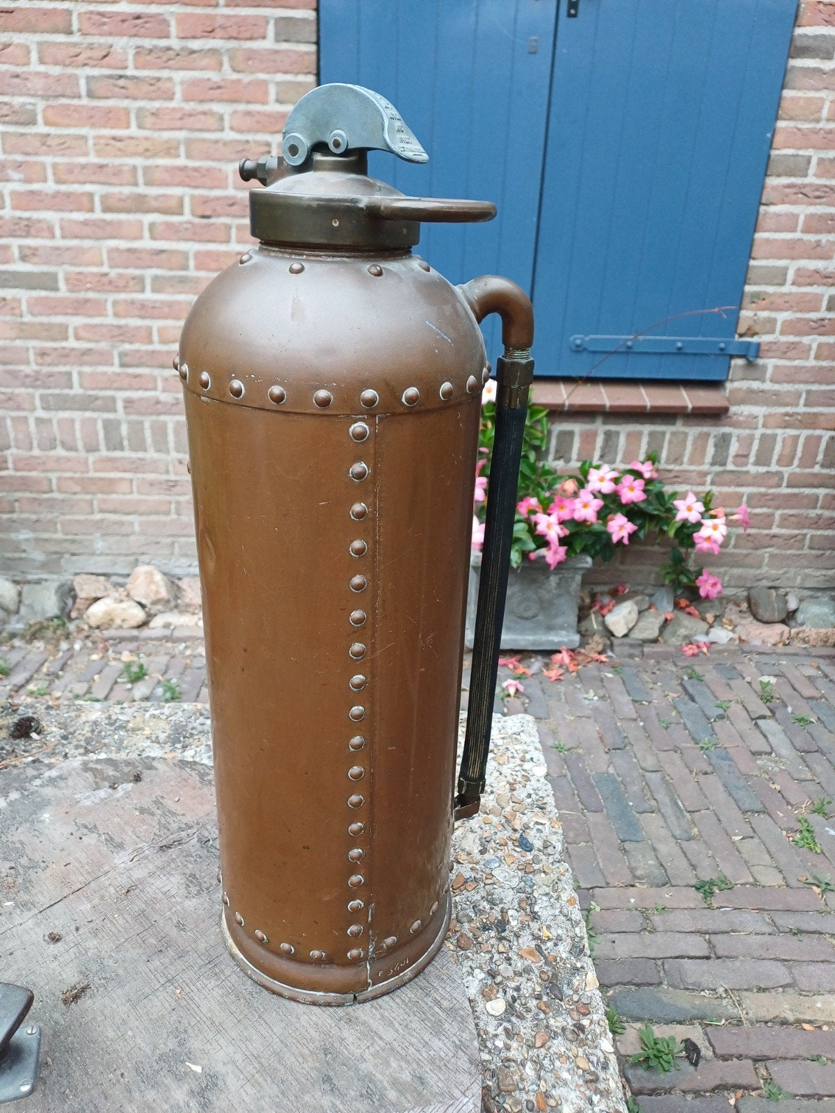 Koper geklonken brandblusser, Antiek en Kunst, Ophalen