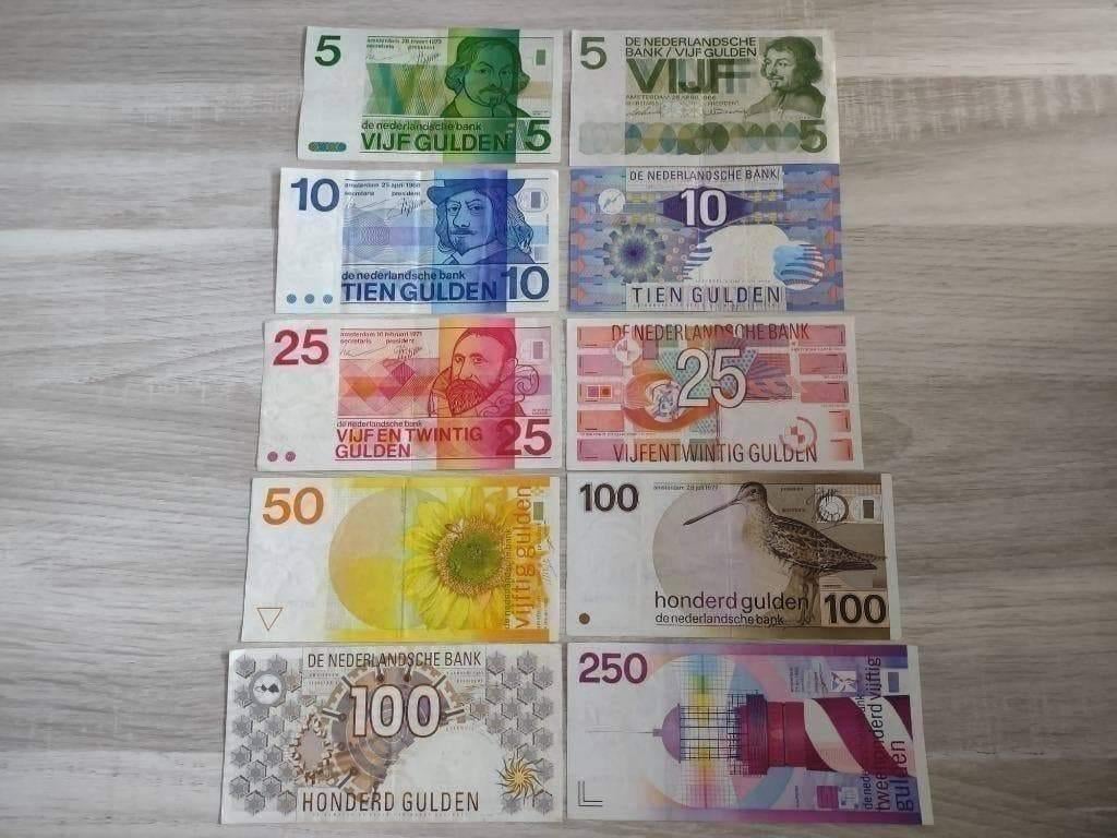 Verzameling mooie guldenbiljetten 5 t/m 250 gulden, 10 stuks, Ophalen of Verzenden, 250 gulden